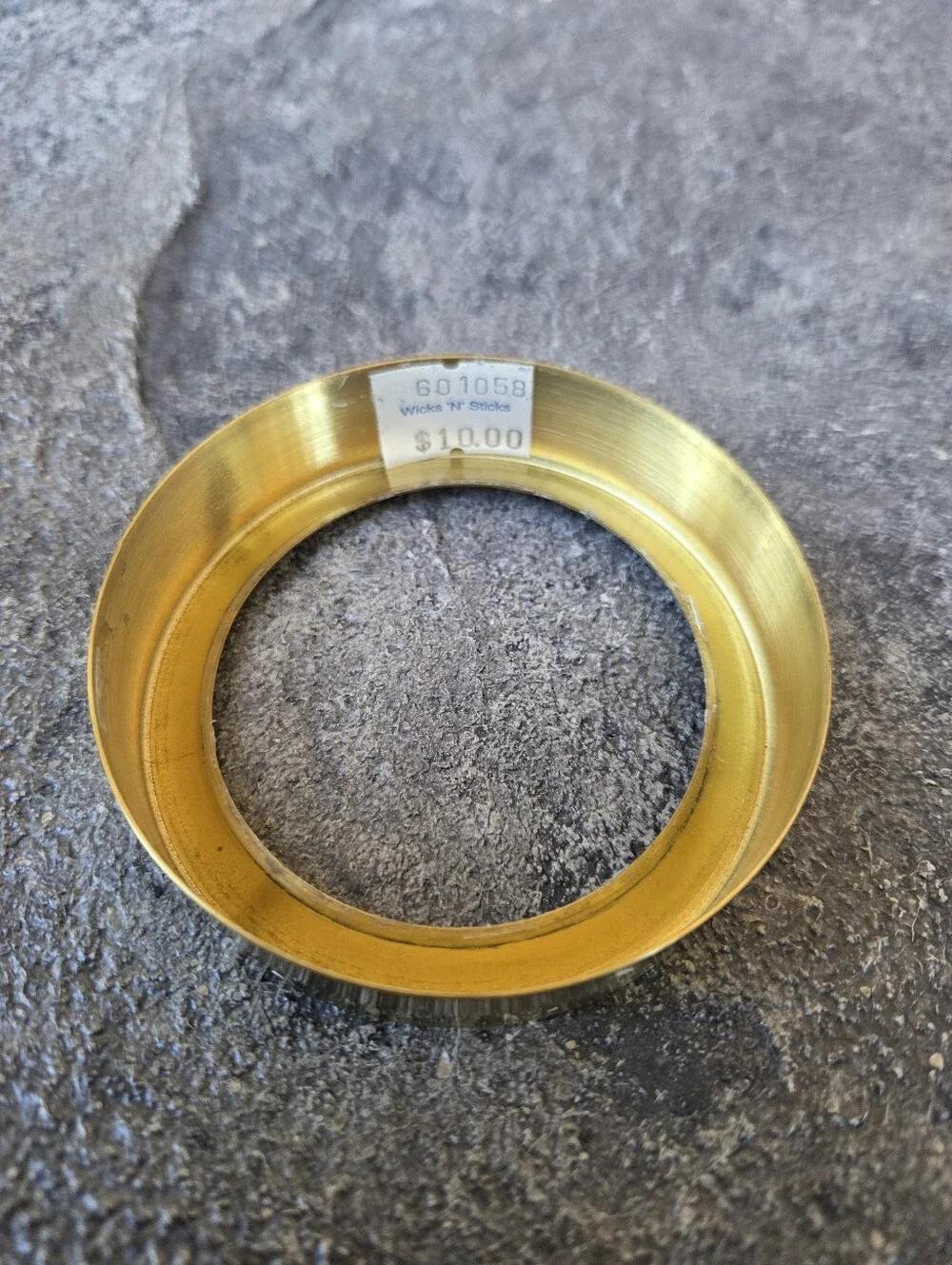 Vintage Copper Craft U.S.A. Polished Brass Pillar Candle Holder Collar BBW